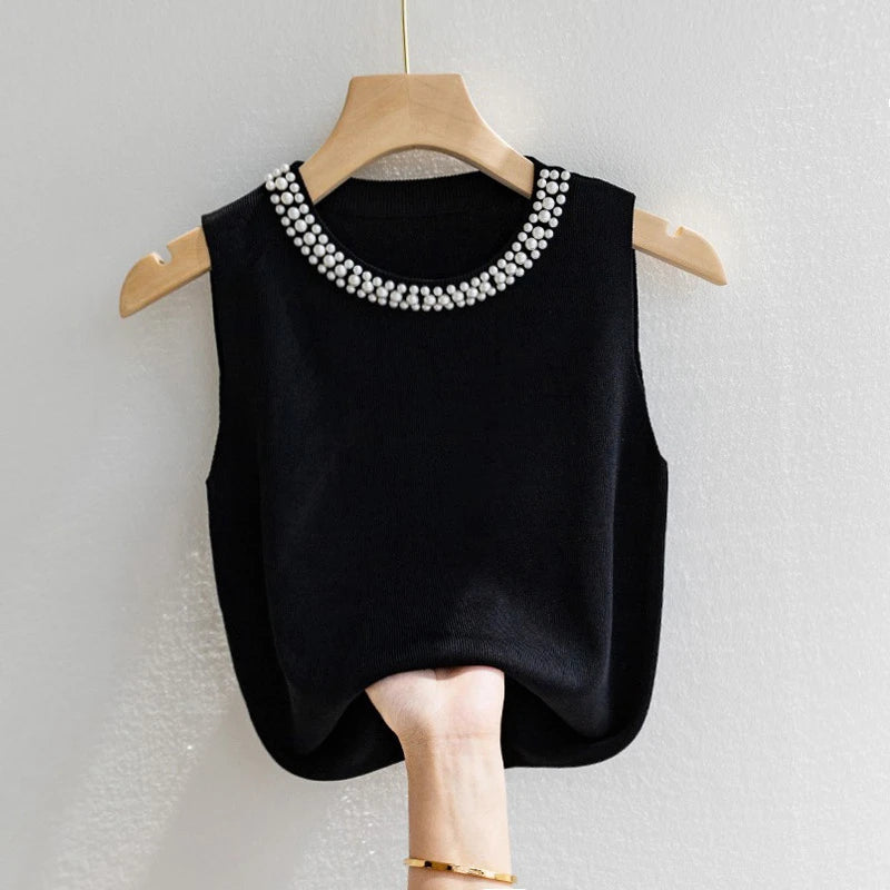 Pearl Collar Tank TopAzizaK