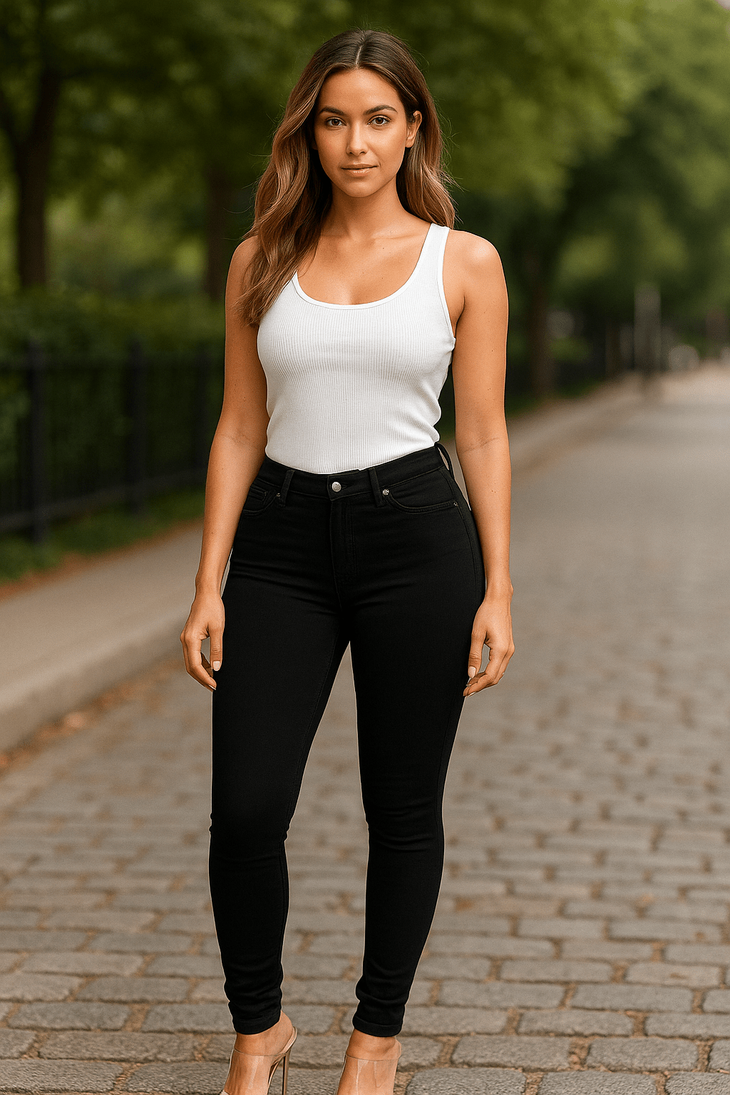 Pencil cut denim pantsAzizaK