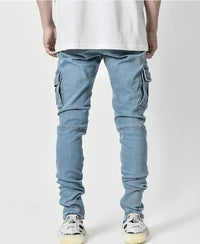Pencil Jeans Solid Denim Cargo PantsAzizaK