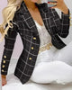 Plaid Print Lapel Collar Blazer and Pants SetAzizaK