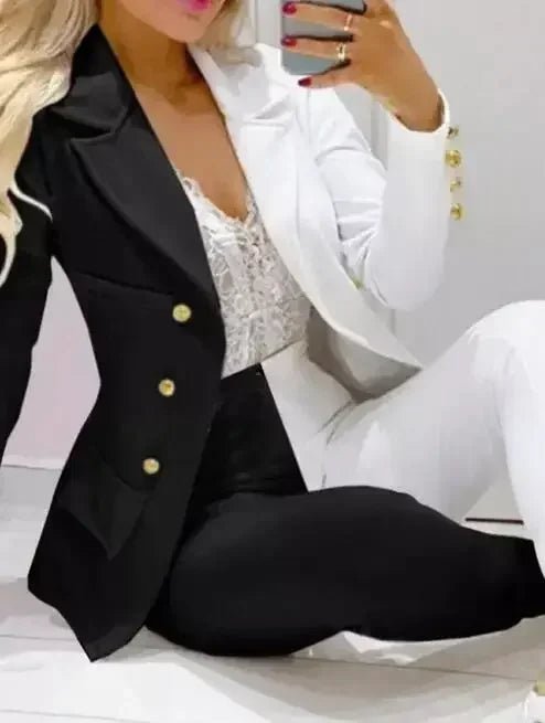Plaid Print Lapel Collar Blazer and Pants SetAzizaK