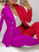Plaid Print Lapel Collar Blazer and Pants SetAzizaK