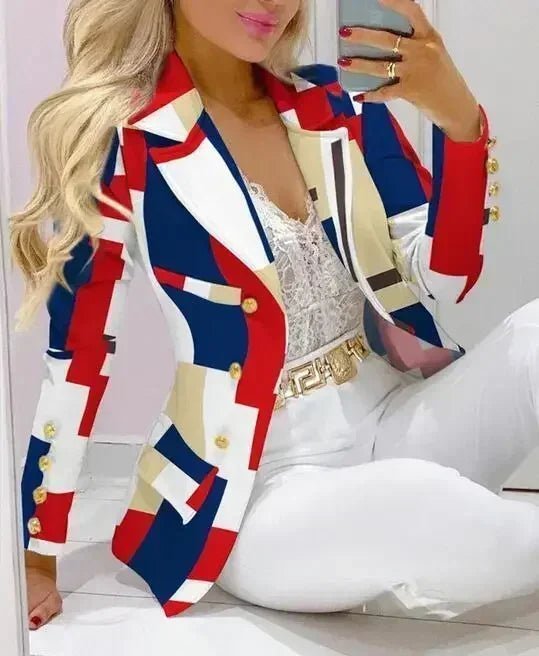 Plaid Print Lapel Collar Blazer and Pants SetAzizaK