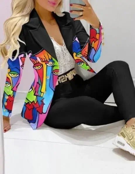 Plaid Print Lapel Collar Blazer and Pants SetAzizaK