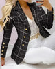 Plaid Print Lapel Collar Blazer & Pants Set Women 2pcs Clothes Suit Pants Suits Spring Autumn Fashion CasualAzizaK