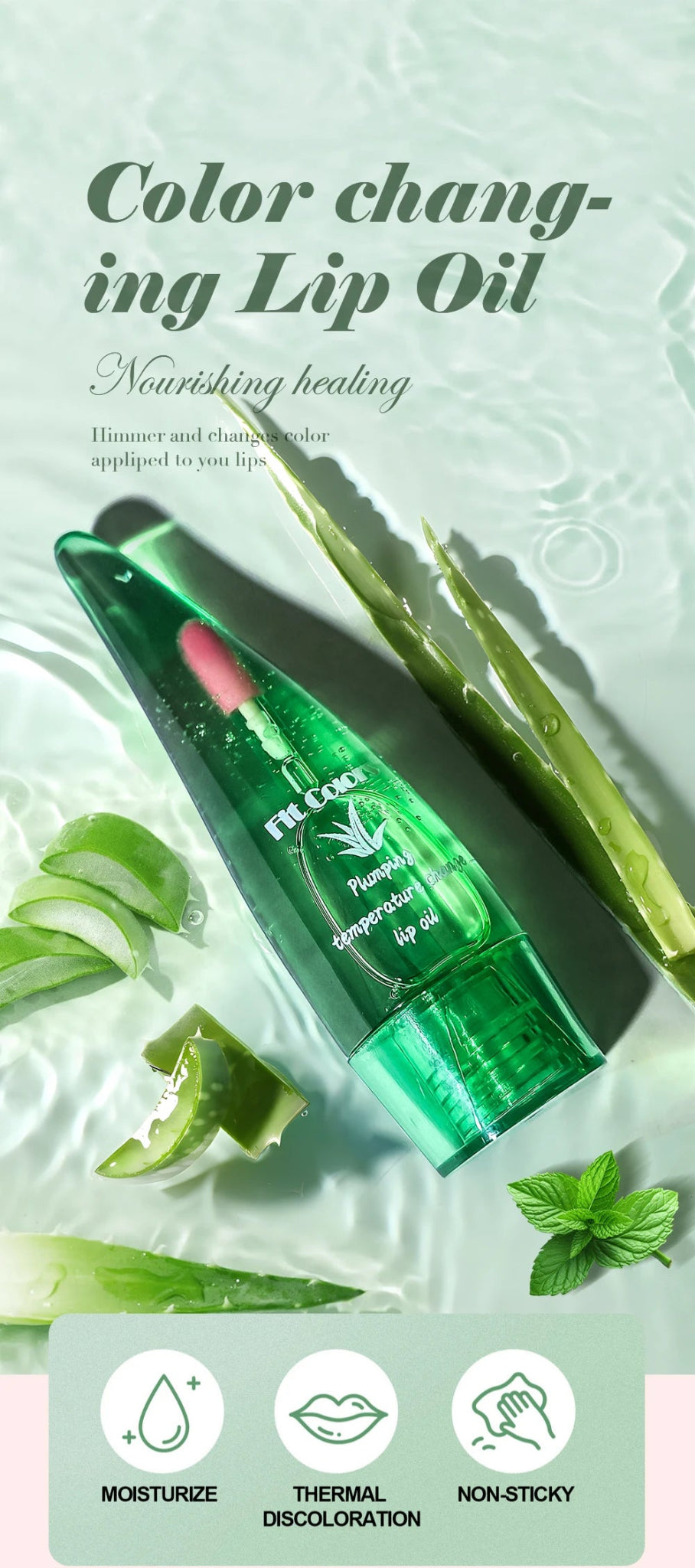 Plumping Lip Oil with Aloe Vera and Chilli | Temperature Activated Color Change | Moisturizing and Hydrating Lip Gloss for Fuller LipsAzizaK