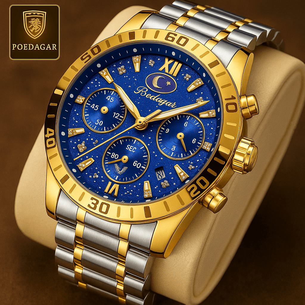 Poedagar Luxury Chronograph Watch – 3ATM WaterproofAzizaK