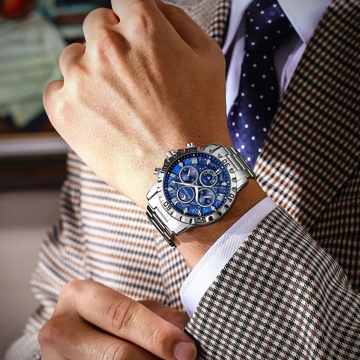 POEDAGAR Luxury Quartz Watch Sports Watch Waterproof Luminous Stainless Steel Chronograph Clock RelojAzizaK