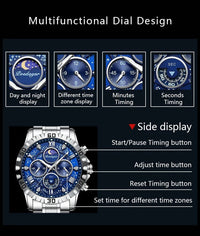 POEDAGAR Luxury Quartz Watch Sports Watch Waterproof Luminous Stainless Steel Chronograph Clock RelojAzizaK