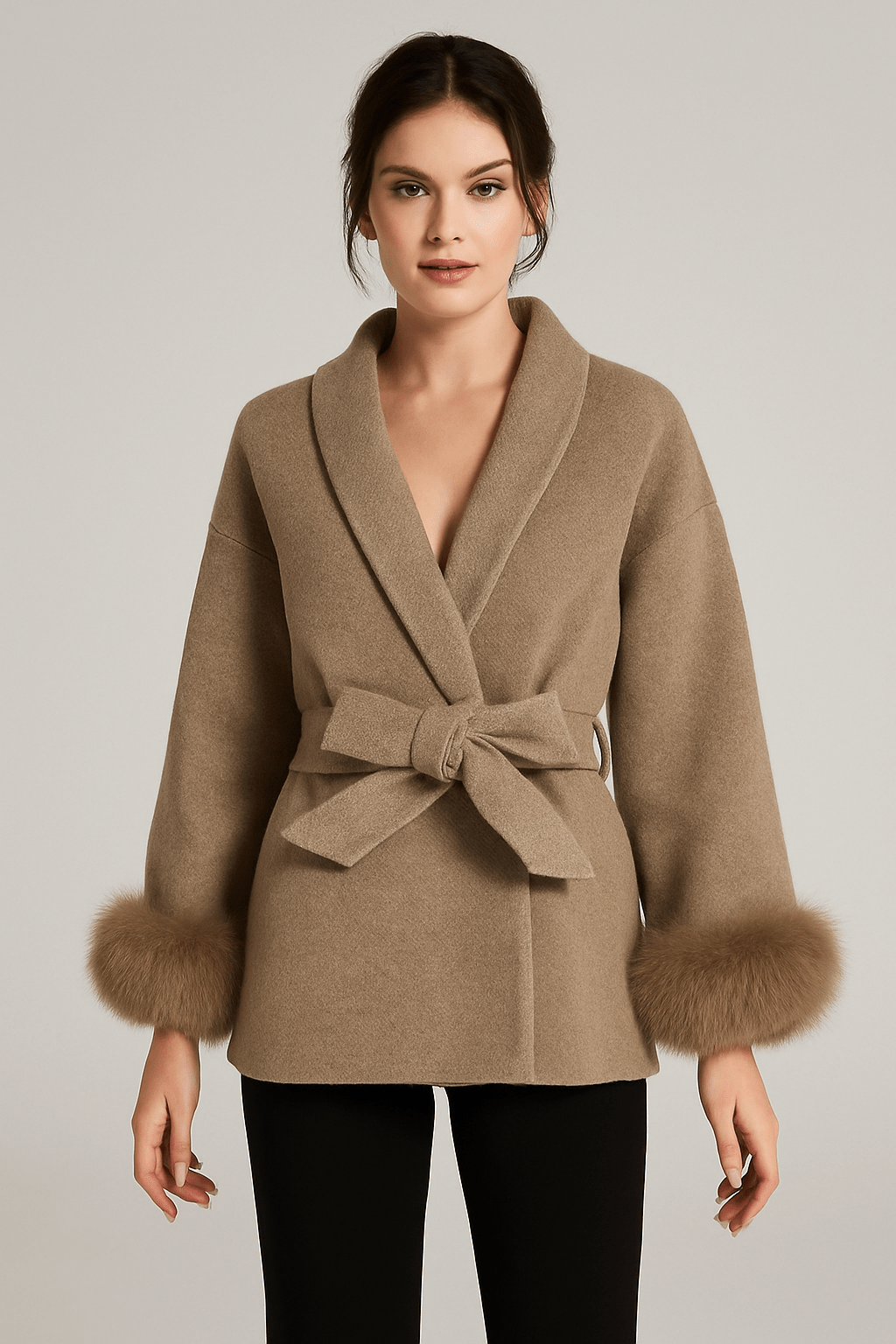 Premium Double - Faced Genuine Wool Fur CoatAzizaK