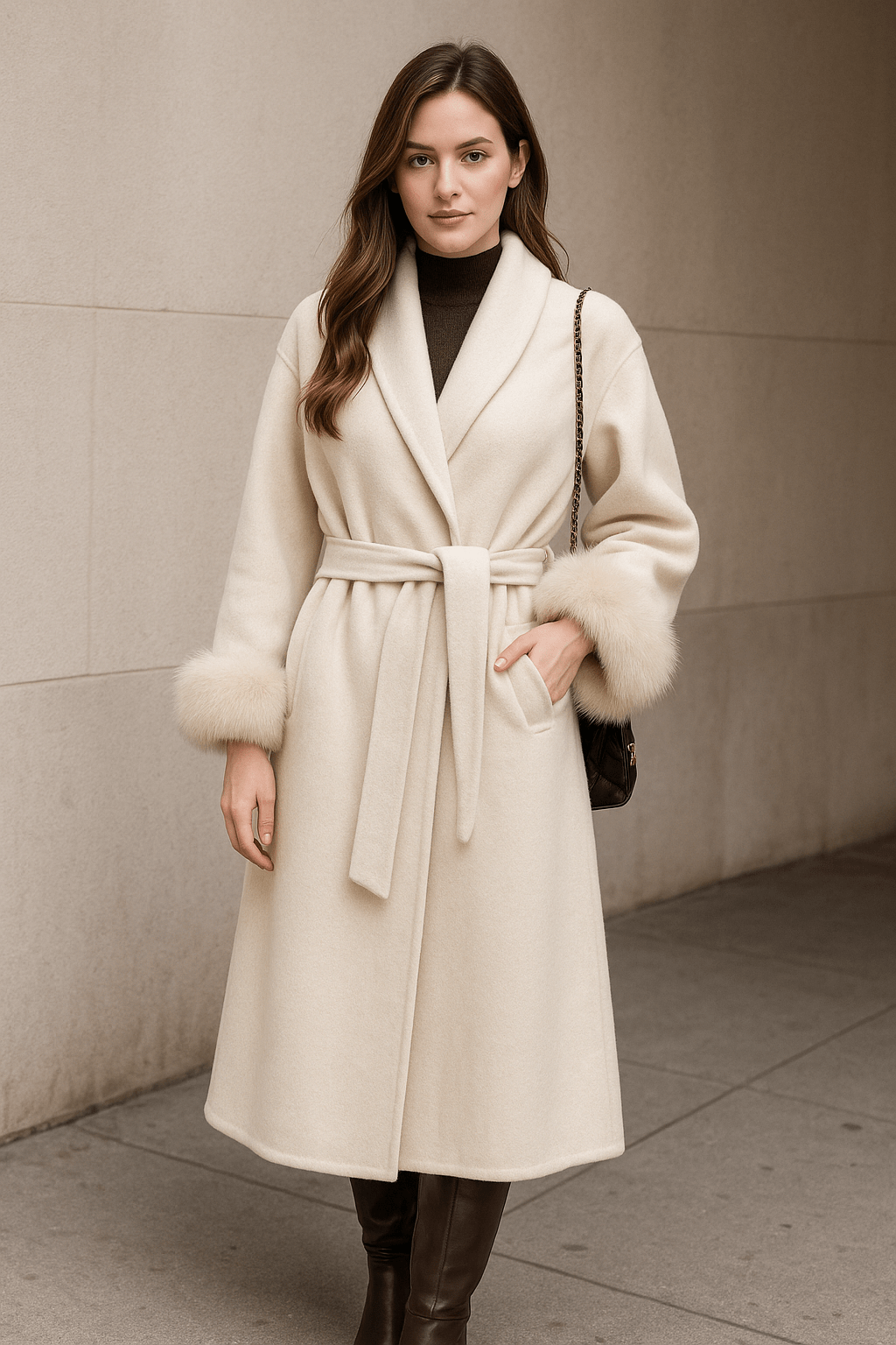 Premium Double - Faced Genuine Wool Fur CoatAzizaK