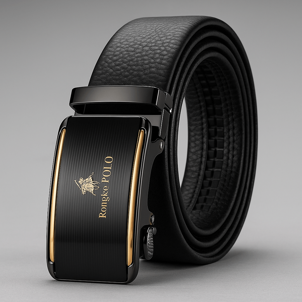 Premium Genuine Leather Men’s Belt with Automatic Ratchet Buckle – Elegant and DurableAzizaK