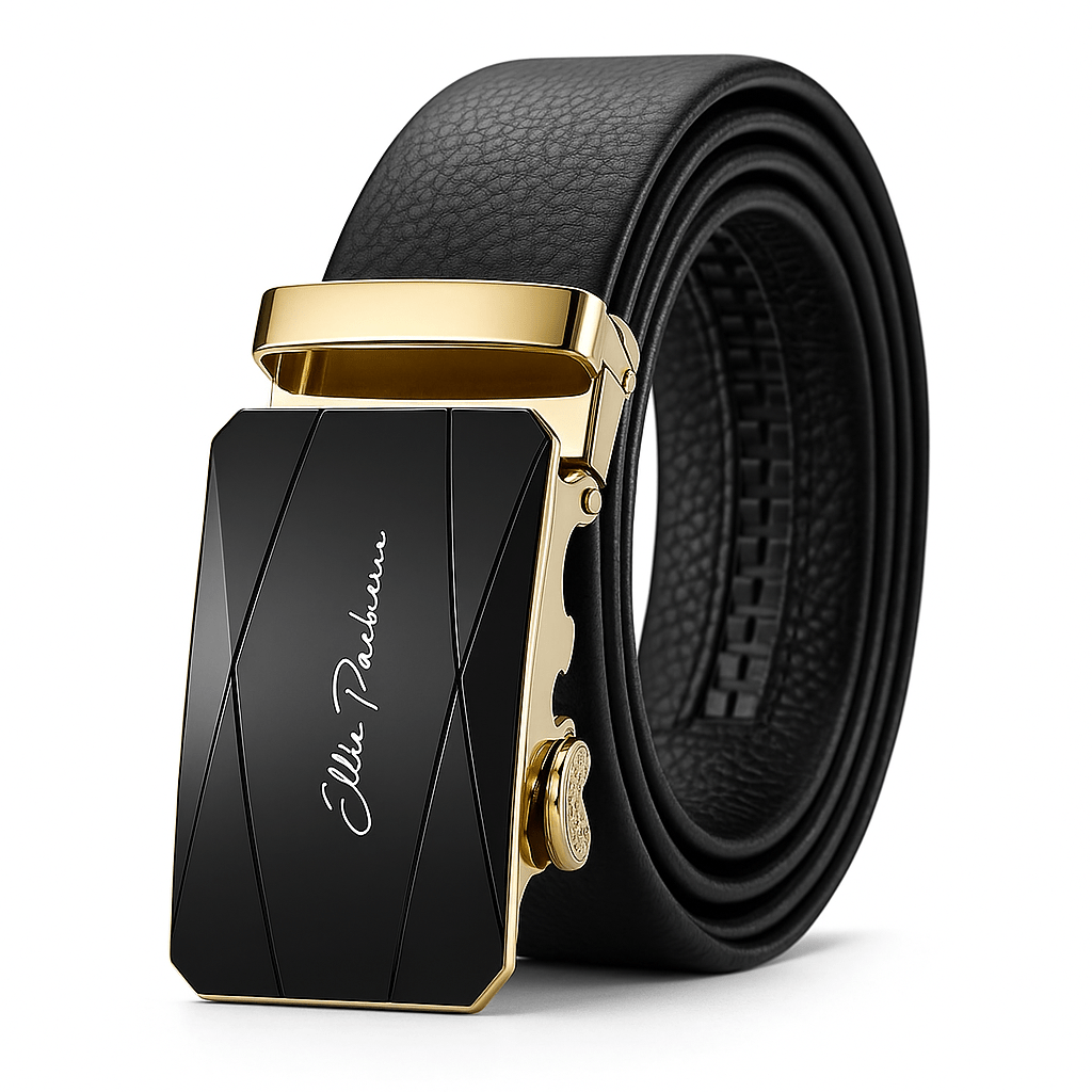 Premium Genuine Leather Men’s Belt with Automatic Ratchet Buckle – Elegant and DurableAzizaK