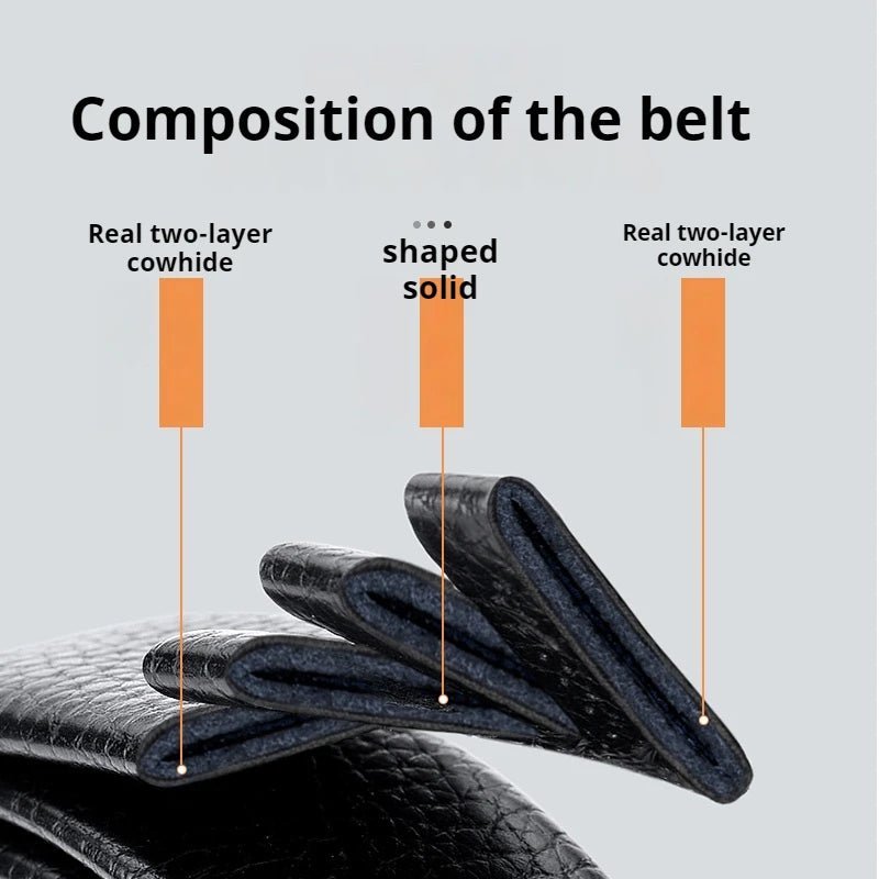 Premium Genuine Leather Men’s Belt with Automatic Ratchet Buckle – Elegant and DurableAzizaK