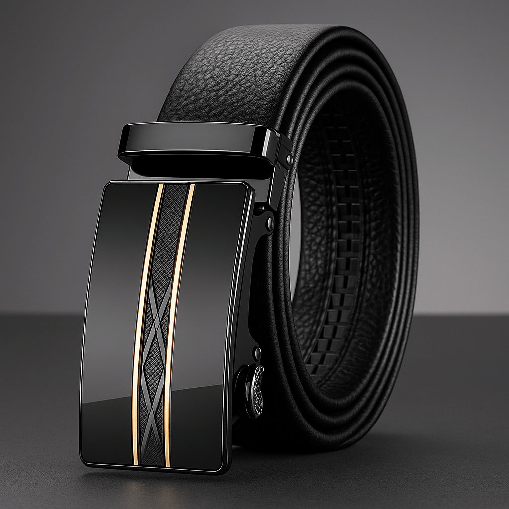 Premium Genuine Leather Men’s Belt with Automatic Ratchet Buckle – Elegant and DurableAzizaK