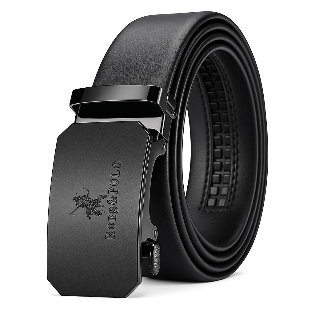 Premium Genuine Leather Men’s Belt with Automatic Ratchet Buckle – Elegant and DurableAzizaK
