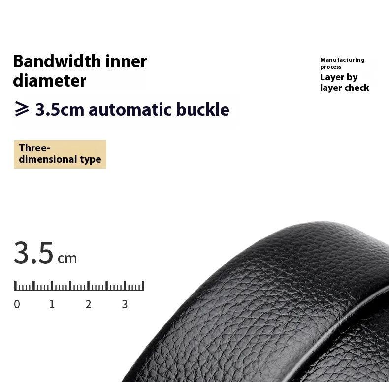 Premium Genuine Leather Men’s Belt with Automatic Ratchet Buckle – Elegant and DurableAzizaK