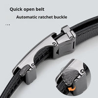 Premium Genuine Leather Men’s Belt with Automatic Ratchet Buckle – Elegant and DurableAzizaK