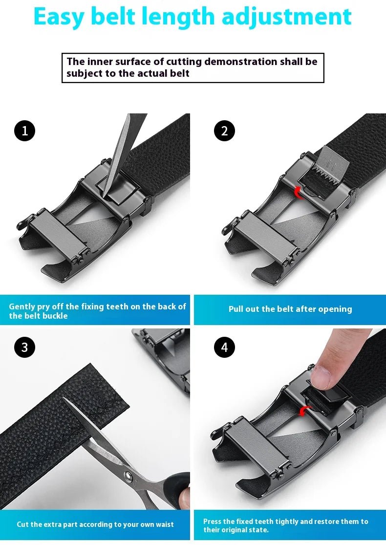 Premium Genuine Leather Men’s Belt with Automatic Ratchet Buckle – Elegant and DurableAzizaK