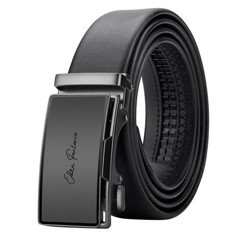 Premium Genuine Leather Men’s Belt with Automatic Ratchet Buckle – Elegant and DurableAzizaK
