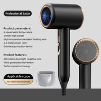 Professional Hair Dryer Hot Cold Wind Air Brush Hairdryer Negative Lonic Blow Dryer Strong PowerDryer Salon Tool 2400W 3th GearAzizaK