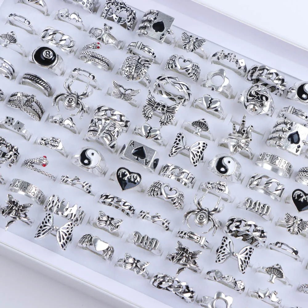 punk rings mix styles, flower, Tai Ji, heart...AzizaK