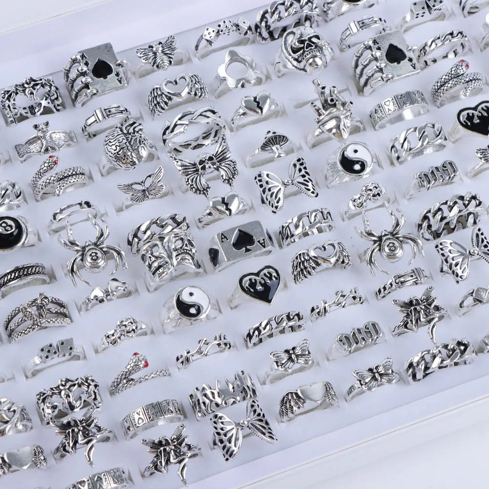 punk rings mix styles, flower, Tai Ji, heart...AzizaK