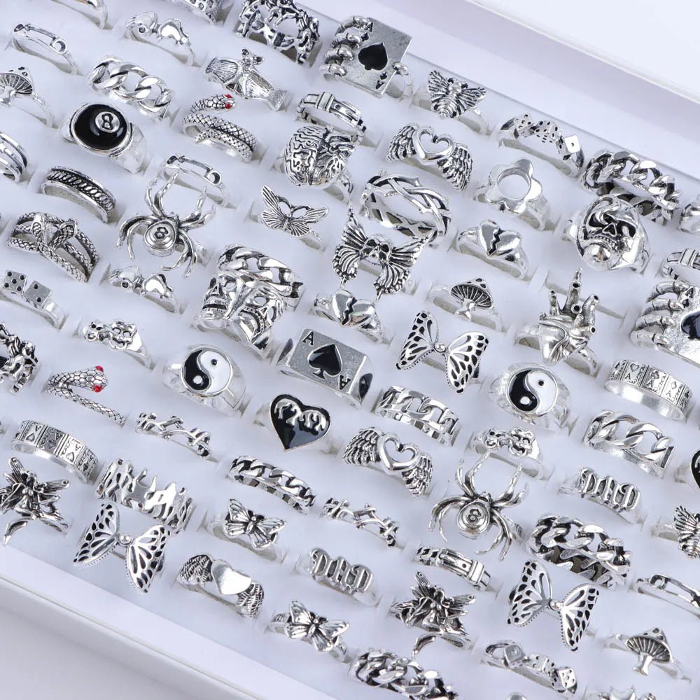 punk rings mix styles, flower, Tai Ji, heart...AzizaK