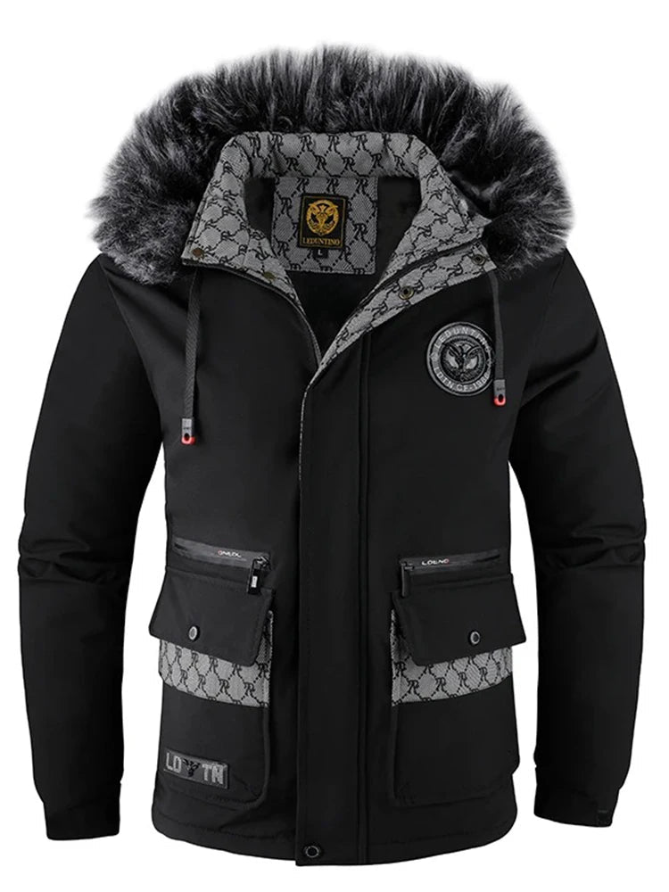Pure color simple cotton padded cold windproof hooded cotton jacketAzizaK