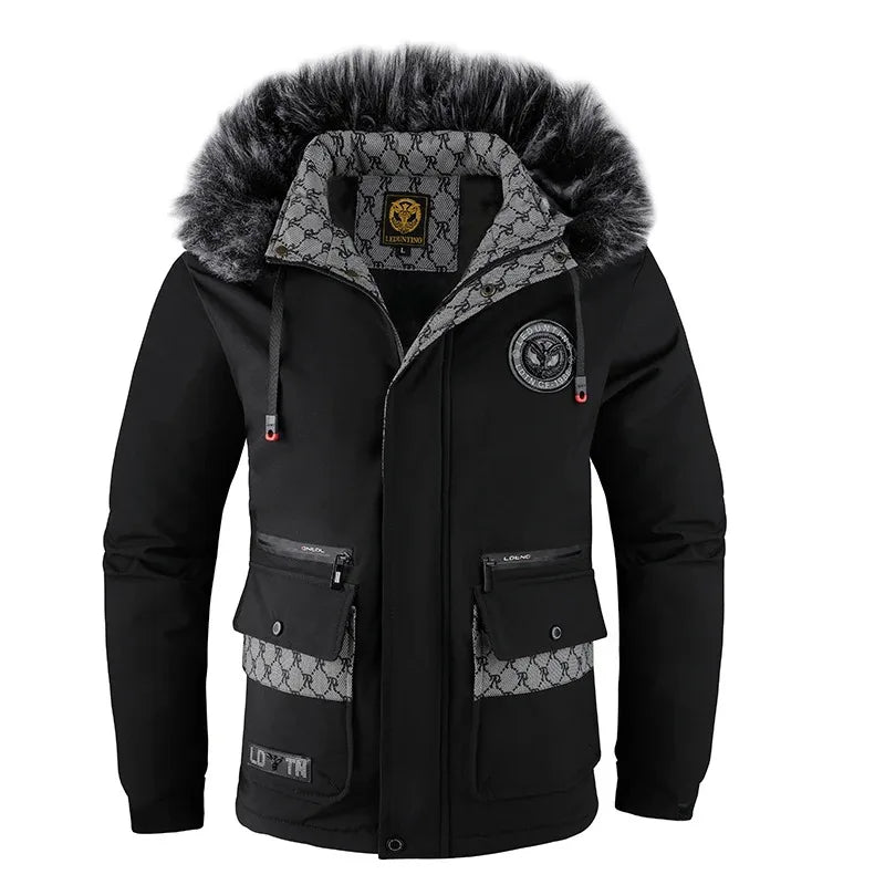 Pure color simple cotton padded cold windproof hooded cotton jacketAzizaK
