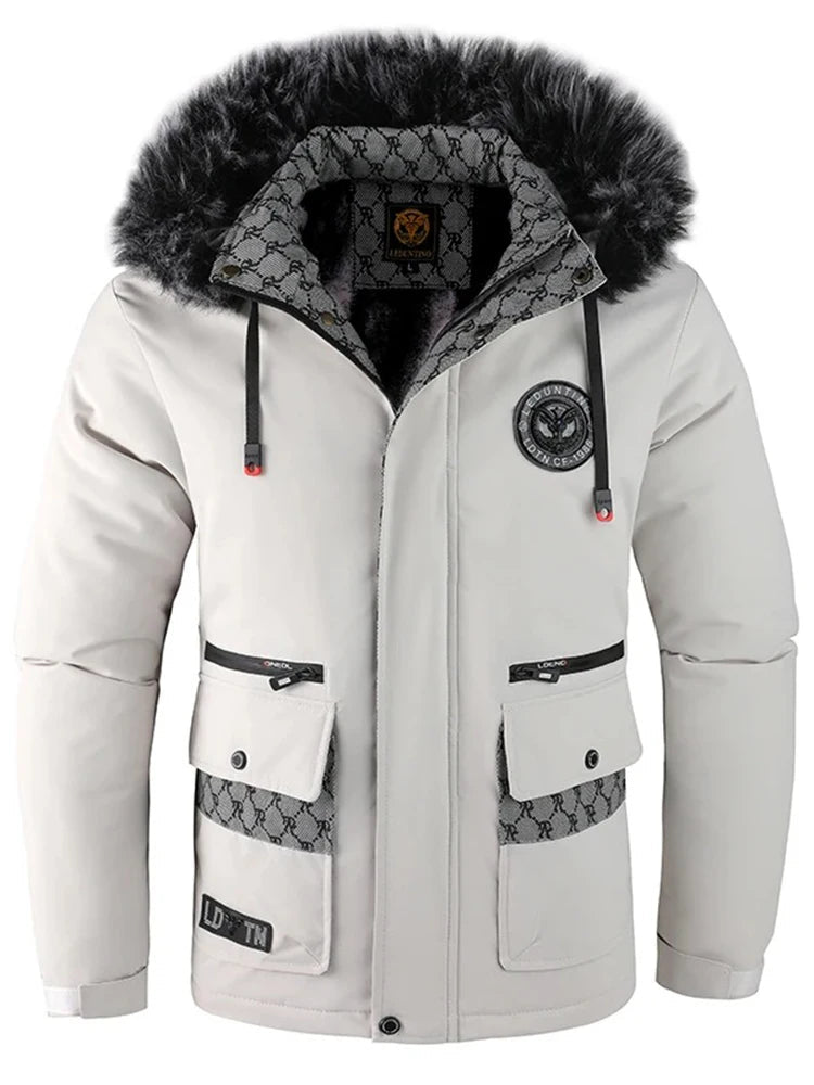 Pure color simple cotton padded cold windproof hooded cotton jacketAzizaK