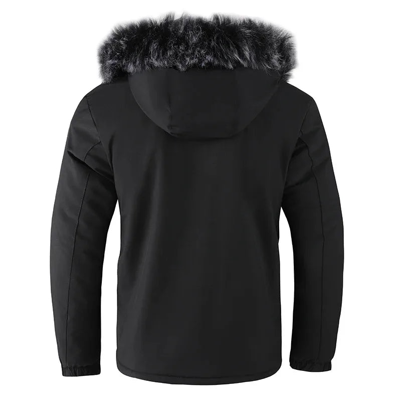 Pure color simple cotton padded cold windproof hooded cotton jacketAzizaK