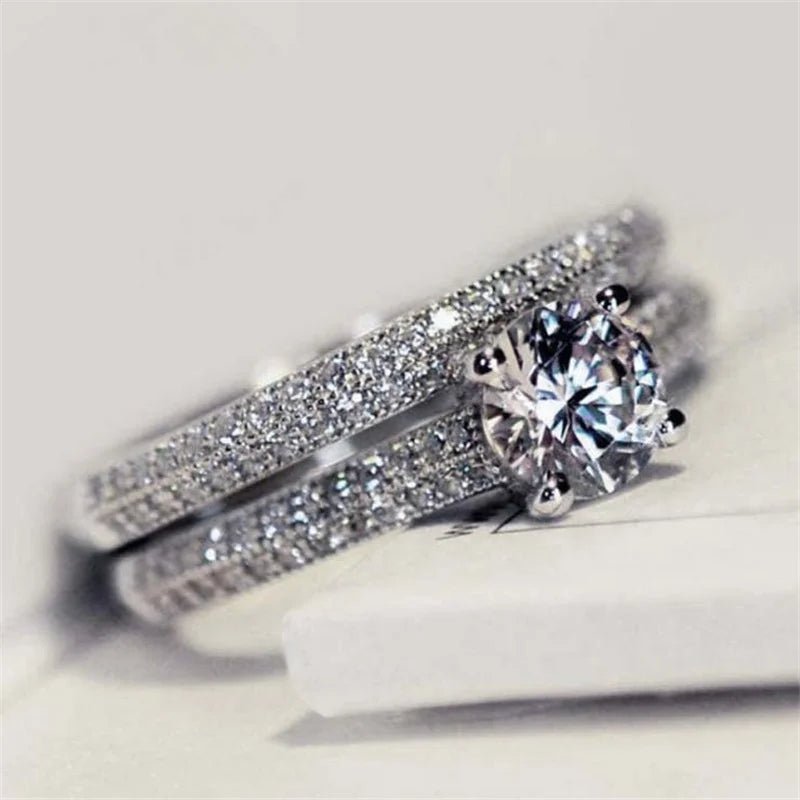 Qualities Elegant Rose Gold Silve Colors Rings for Women Trendy Metal Inlaid White ZicronAzizaK