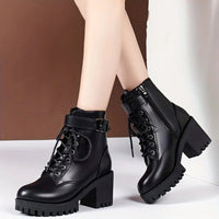 Ranger style ankle boots with inner zip and lacesAzizaK