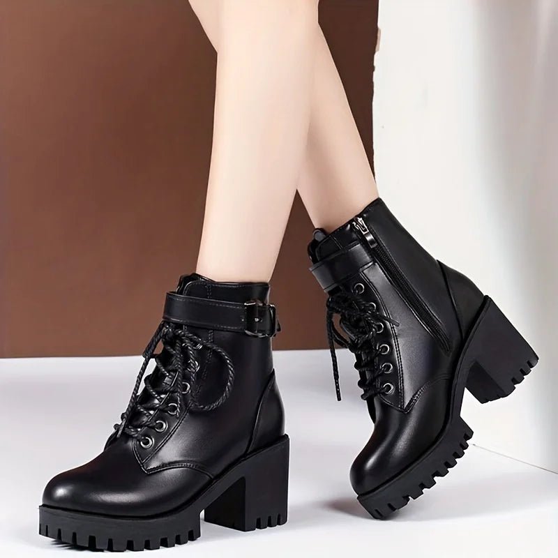 Ranger style ankle boots with inner zip and lacesAzizaK