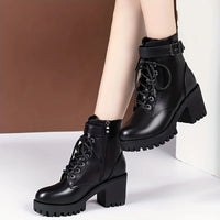Ranger style ankle boots with inner zip and lacesAzizaK