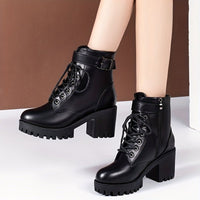 Ranger style ankle boots with inner zip and lacesAzizaK
