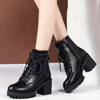 Ranger style ankle boots with inner zip and lacesAzizaK
