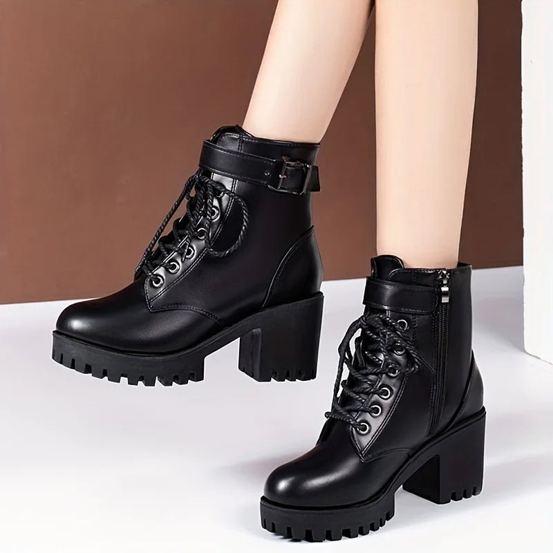 Ranger style ankle boots with inner zip and lacesAzizaK