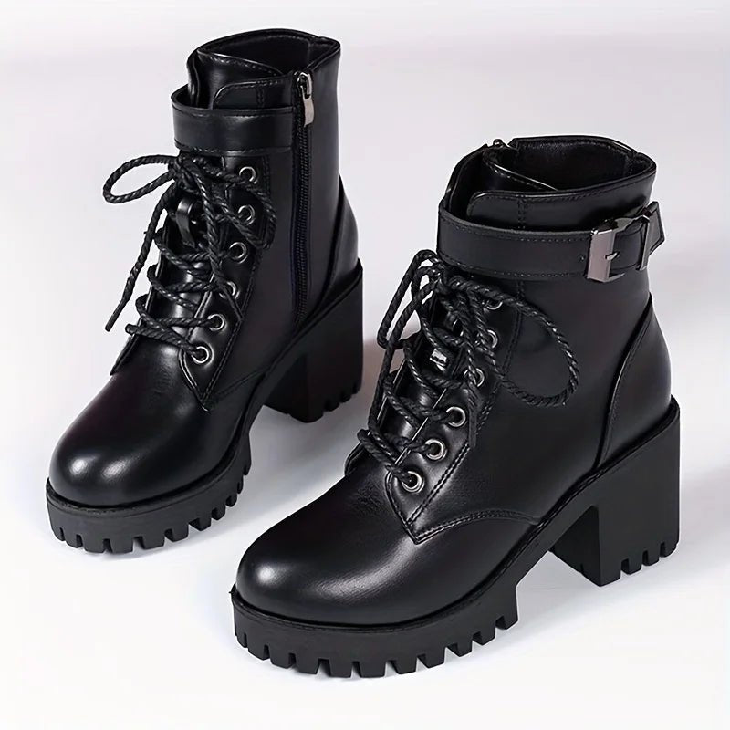 Ranger style ankle boots with inner zip and lacesAzizaK