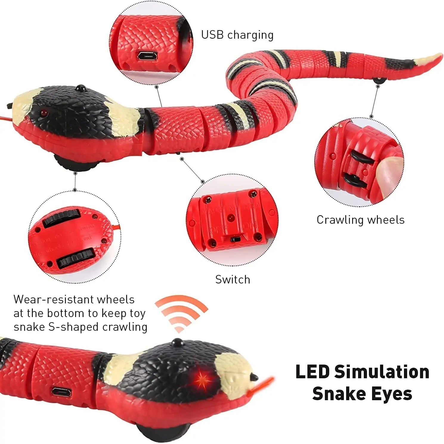 Rechargeable Smart Sensor Snake Pet Toys Automatically Detect Obstacles and Escape Kids Gift ToysAzizaK