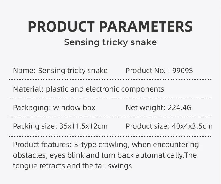 Rechargeable Smart Sensor Snake Pet Toys Automatically Detect Obstacles and Escape Kids Gift ToysAzizaK