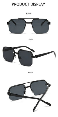 Retro Oversized Double Bridge Metal Sunglasses UV400AzizaK