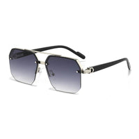 Retro Oversized Double Bridge Metal Sunglasses UV400AzizaK