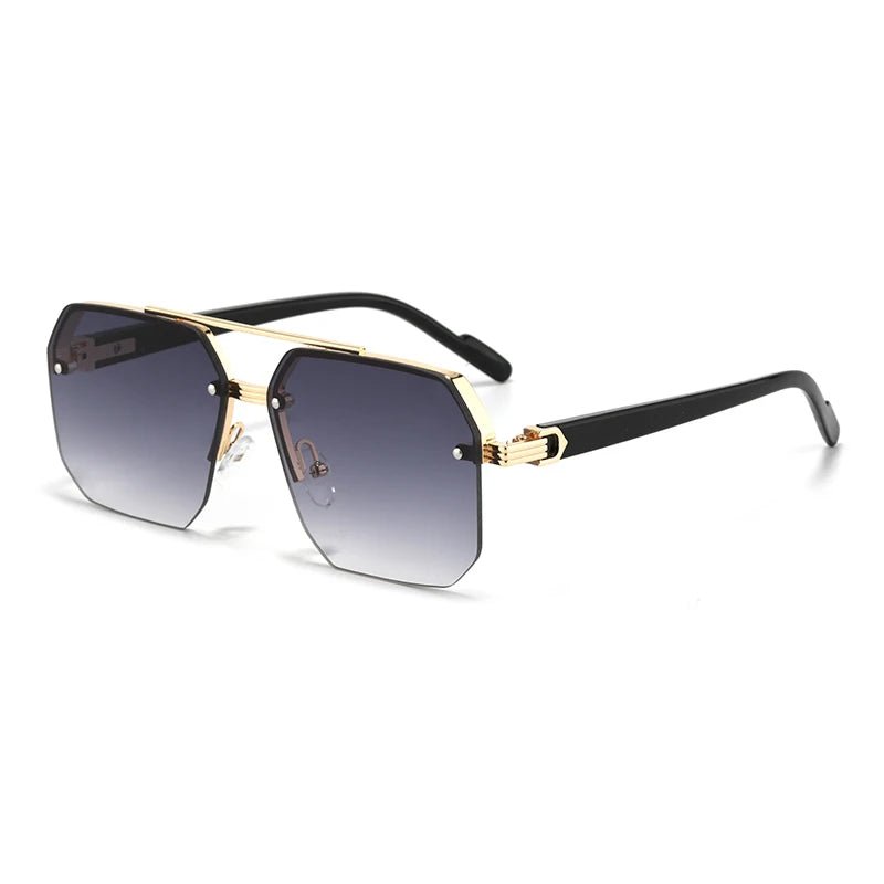 Retro Oversized Double Bridge Metal Sunglasses UV400AzizaK