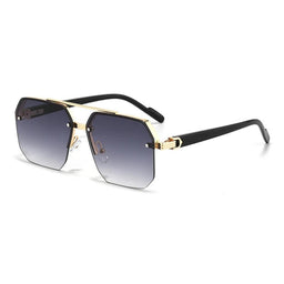 Retro Oversized Double Bridge Metal Sunglasses UV400AzizaK