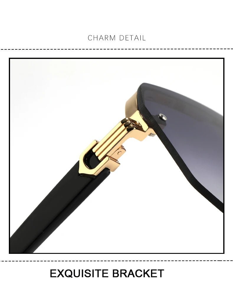 Retro Oversized Double Bridge Metal Sunglasses UV400AzizaK
