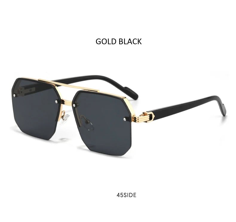 Retro Oversized Double Bridge Metal Sunglasses UV400AzizaK