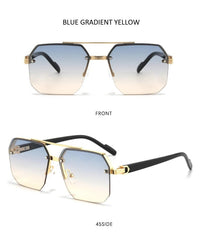 Retro Oversized Double Bridge Metal Sunglasses UV400AzizaK