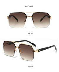 Retro Oversized Double Bridge Metal Sunglasses UV400AzizaK